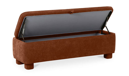 59" Deep Orange Upholstered Bench