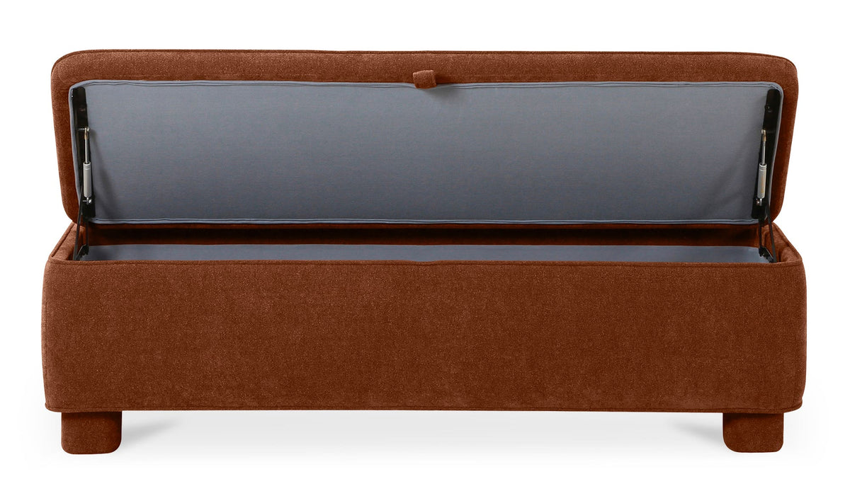 59" Deep Orange Upholstered Bench