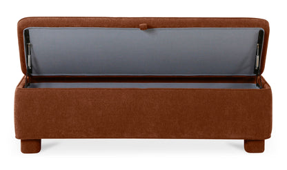 59" Deep Orange Upholstered Bench