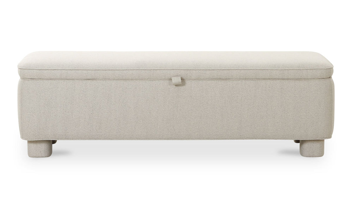 59" Light Grey Upholstered Storage Bench