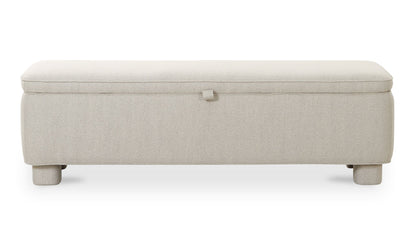 59" Light Grey Upholstered Storage Bench