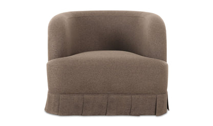 32" Brown Upholstered Swivel Accent Chair
