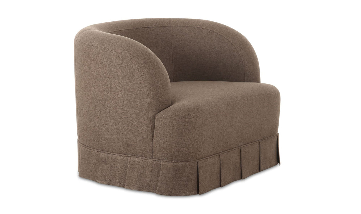 32" Brown Upholstered Swivel Accent Chair