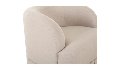 32" Beige Upholstered Swivel Accent Chair