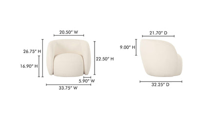32" Cream Upholstered Accent Chair