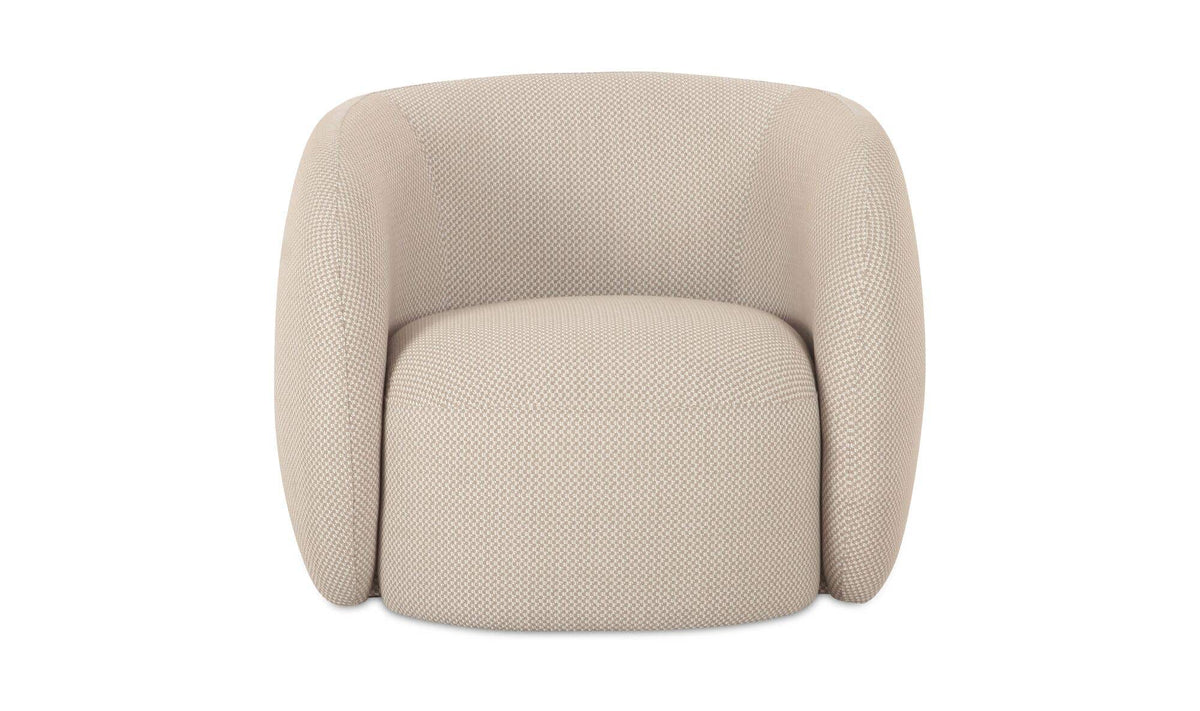 32" Beige Check Upholstered Accent Chair