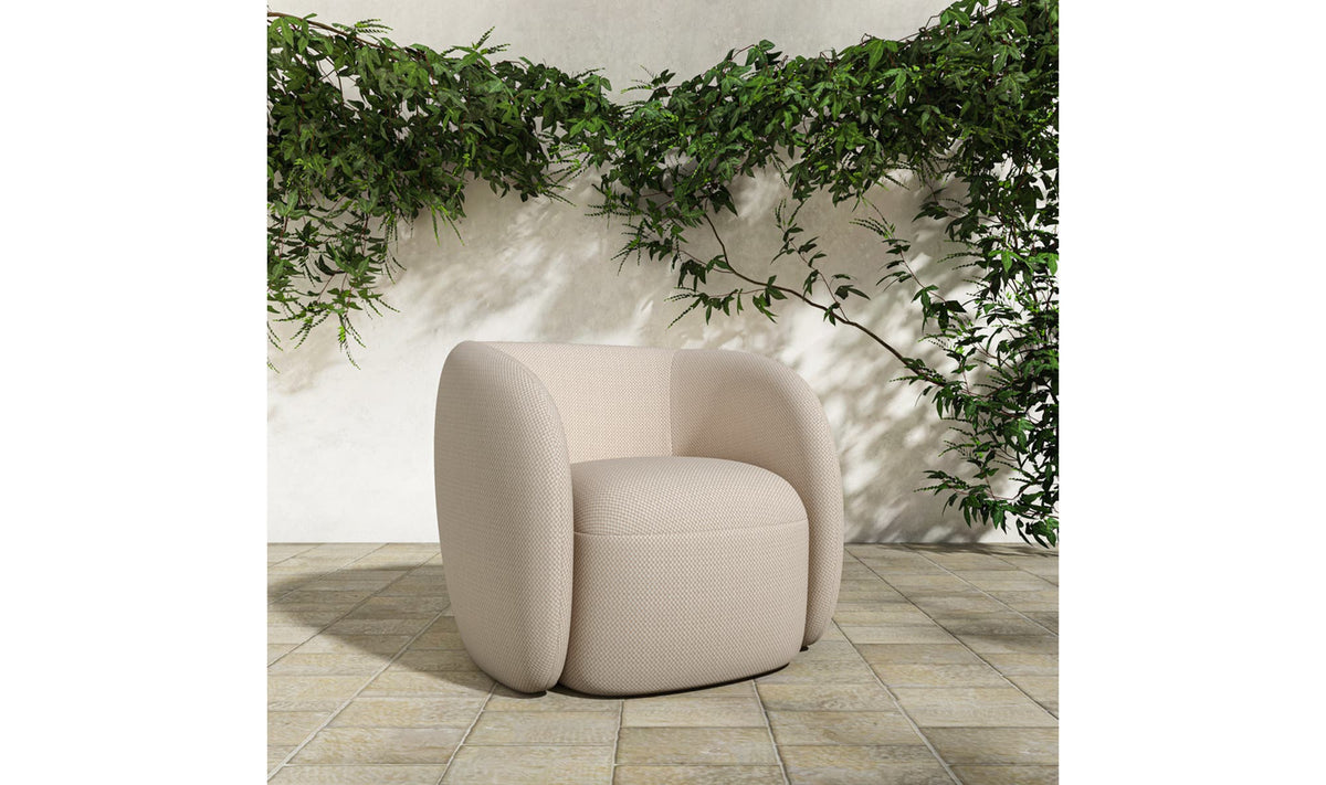 32" Beige Check Upholstered Accent Chair