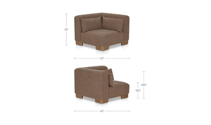 40" Dark Brown Upholstered Corner Chair
