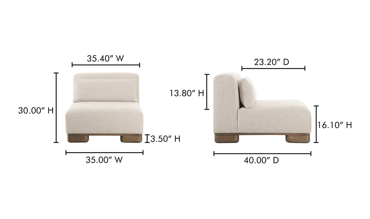 35" Oatmeal Upholstered Slipper Chair