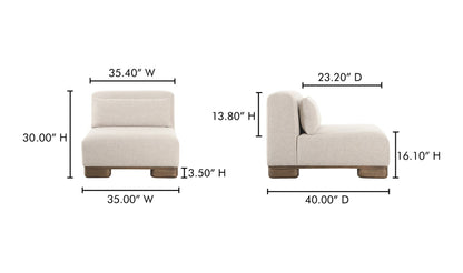 35" Oatmeal Upholstered Slipper Chair