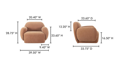 39.5" Copper Upholstered Lounge Chair