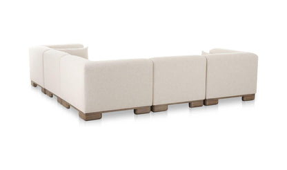 115" Oatmeal Upholstered Classic L Modular Sectional