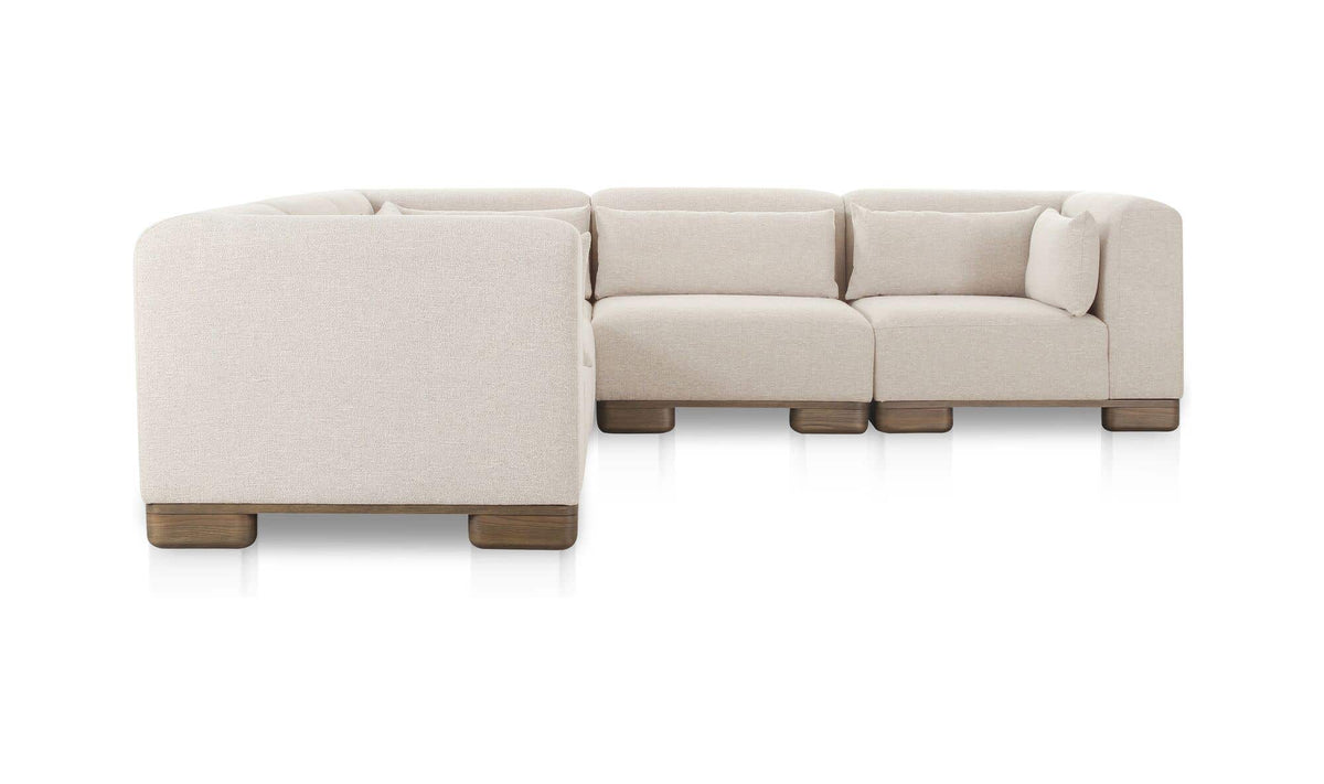 115" Oatmeal Upholstered Classic L Modular Sectional