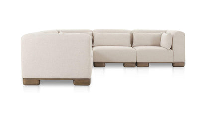 115" Oatmeal Upholstered Classic L Modular Sectional
