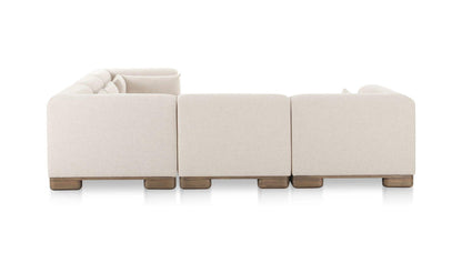 115" Oatmeal Upholstered Classic L Modular Sectional