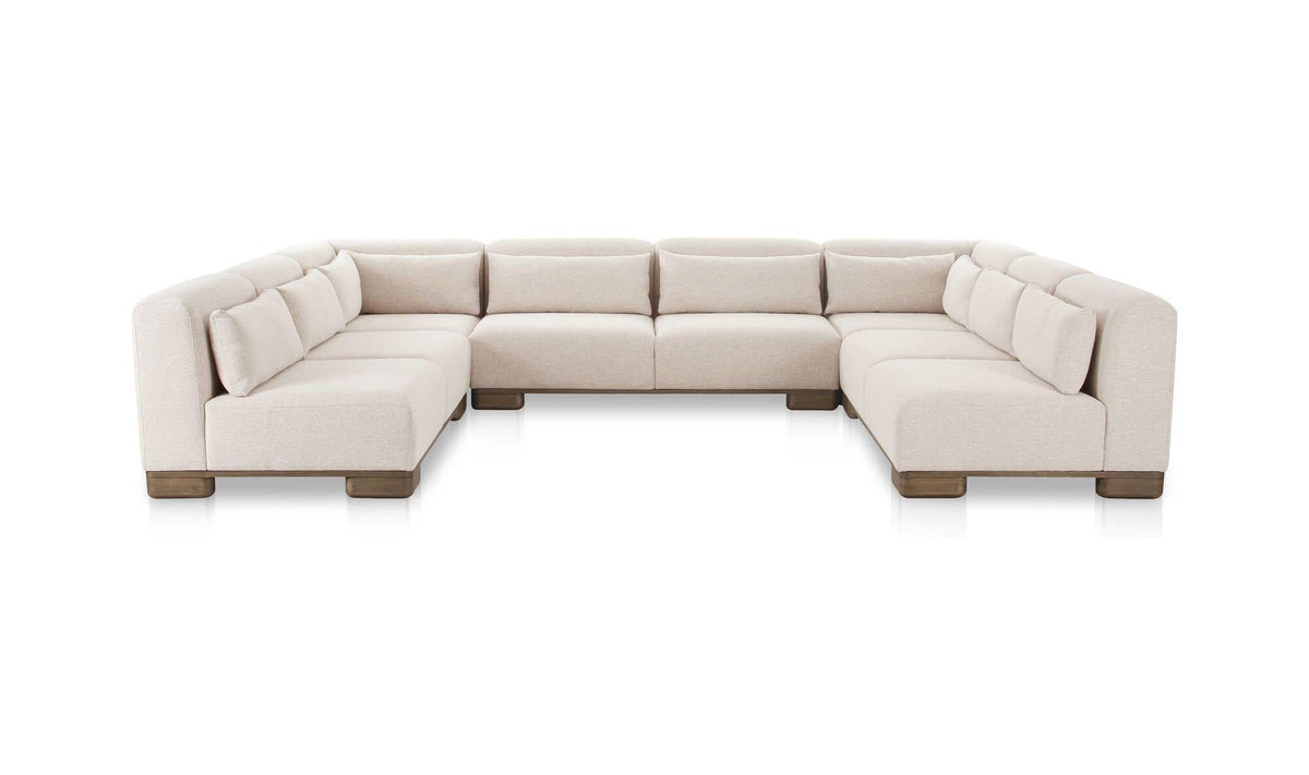 150" Oatmeal Upholstered Modular Sectional