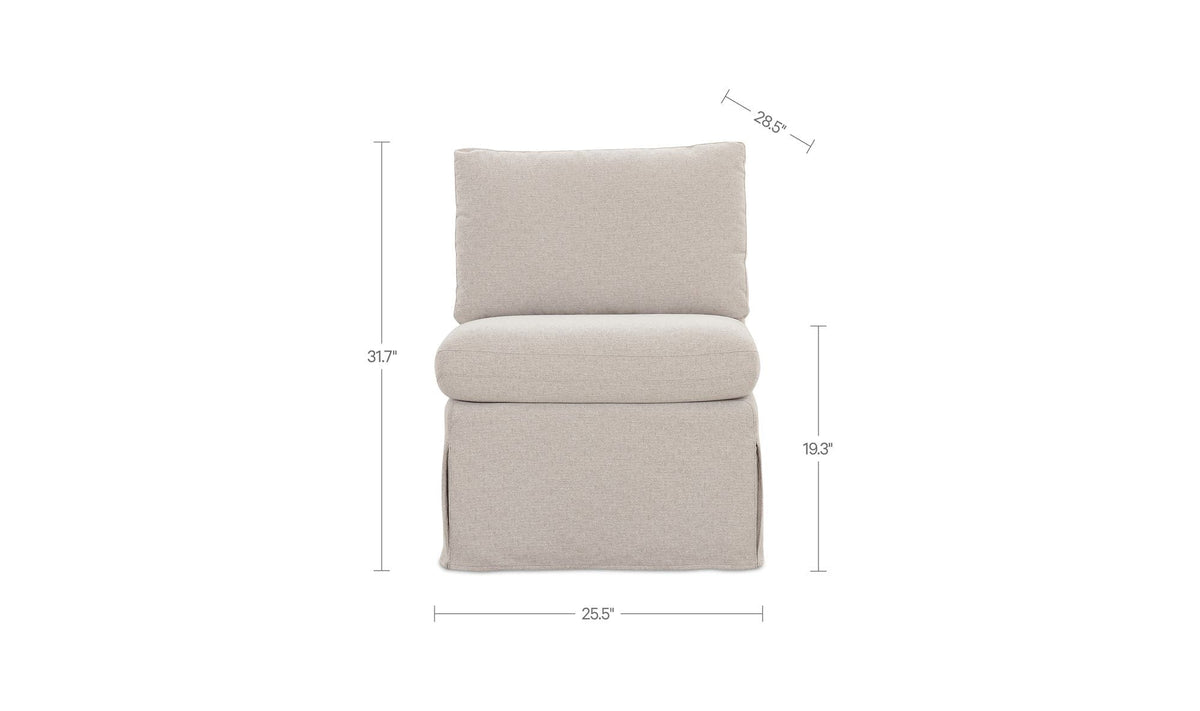 25.5" Beige Upholstered Slipper Chair
