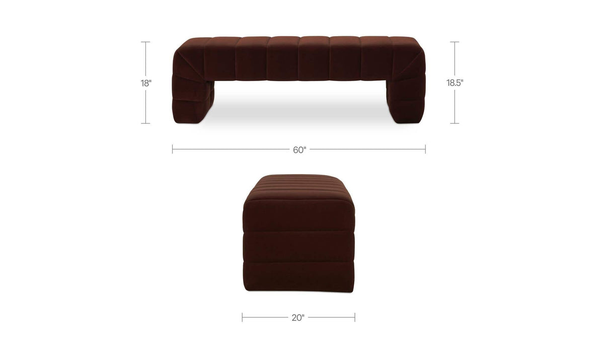 60" Warm Brown Upholstered Bench