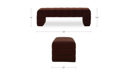 60" Warm Brown Upholstered Bench