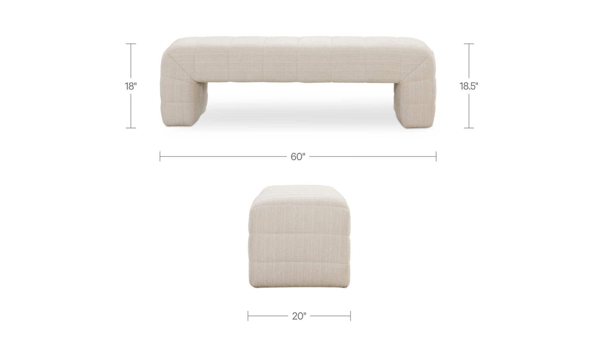 60" Oatmeal Upholstered Bench