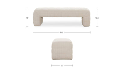 60" Oatmeal Upholstered Bench