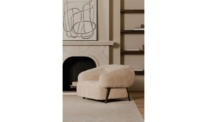 40.55" Cream Faux Fur Upholstered Lounge Chair