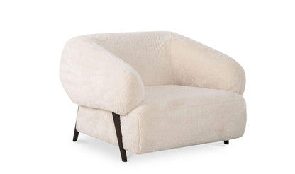 40.55" Cream Faux Fur Upholstered Lounge Chair