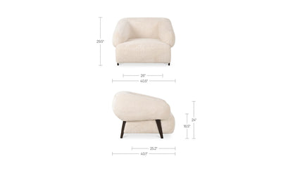 40.55" Cream Faux Fur Upholstered Lounge Chair