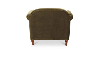 38" Dark Green Faux Mohair Upholstered Accent Chair