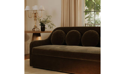 90" Dark Green Faux Mohair Upholstered Sofa