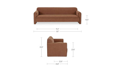 90" Light Brown Upholstered Sofa