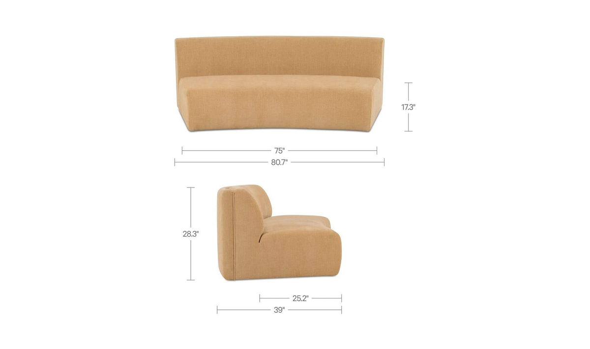 80.7" Golden Yellow Upholstered Concave Sofa