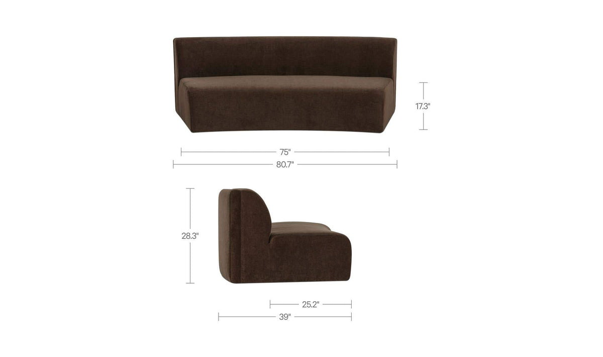 80.7" Dark Brown Upholstered Concave Sofa