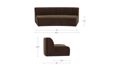 80.7" Dark Brown Upholstered Concave Sofa