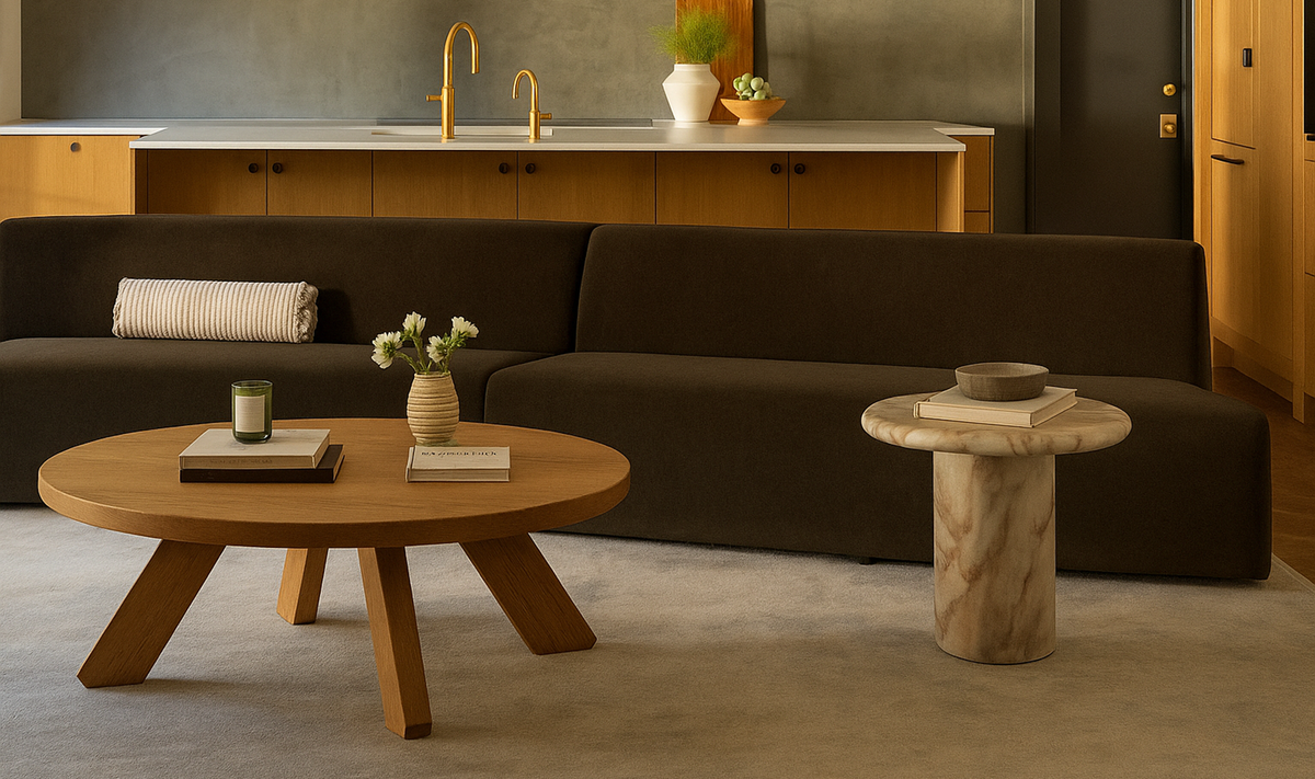 80.7" Dark Brown Upholstered Convex Sofa
