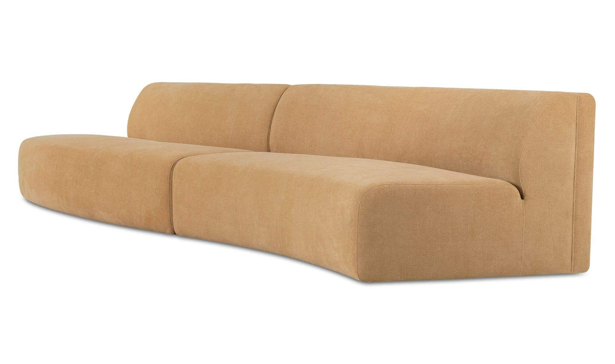 161.4" Golden Yellow Upholstered 2 Piece Wave Modular Sectional