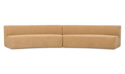161.4" Golden Yellow Upholstered 2 Piece Concave Modular Sectional