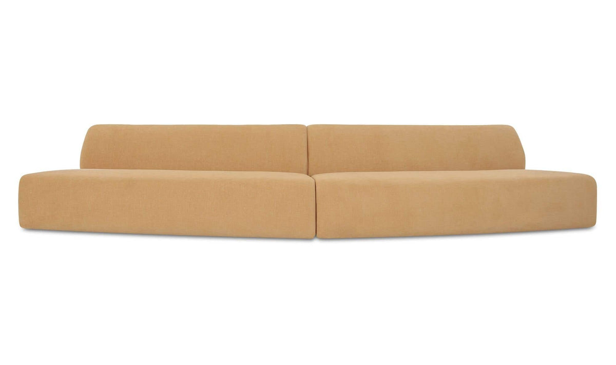 161.4" Golden Yellow Upholstered 2 Piece Convex Modular Sectional