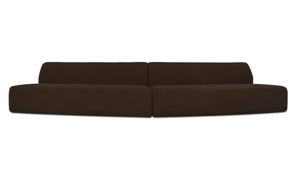 161.4" Dark Brown Upholstered 2 Piece Convex Modular Sectional