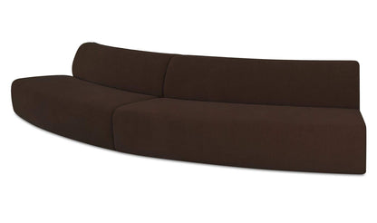 161.4" Dark Brown Upholstered 2 Piece Convex Modular Sectional