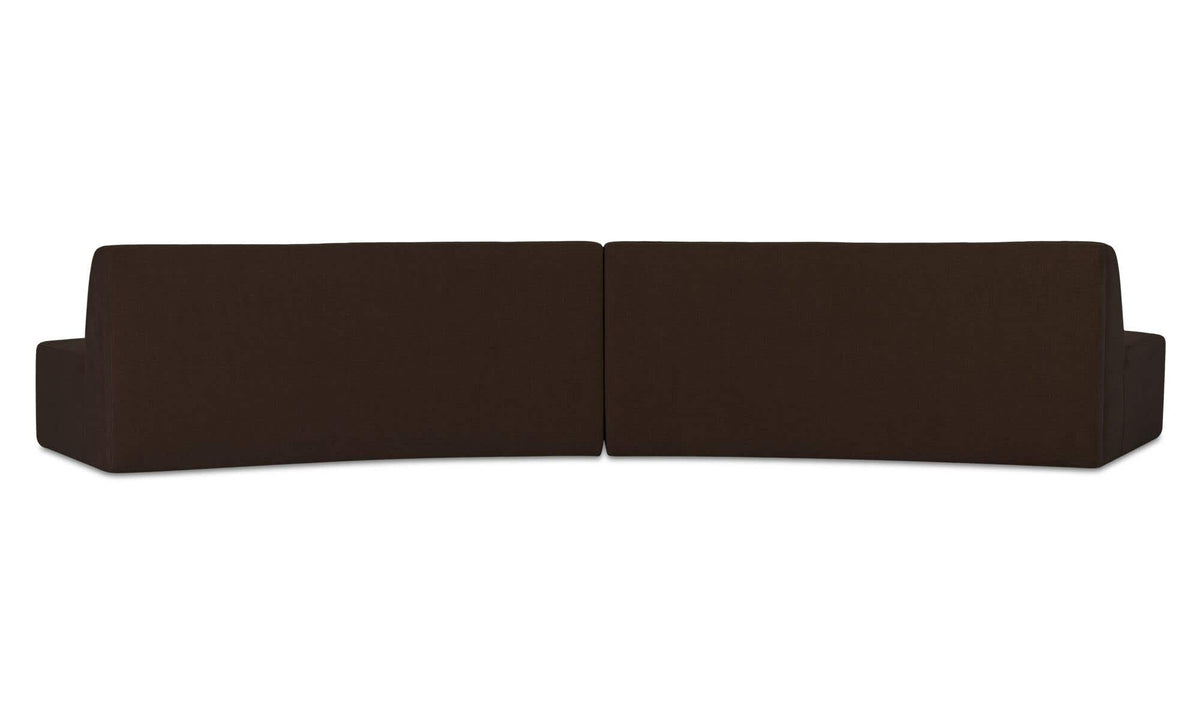 161.4" Dark Brown Upholstered 2 Piece Convex Modular Sectional