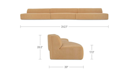 242.1" Golden Yellow Upholstered 3 Piece Wave Modular Sectional