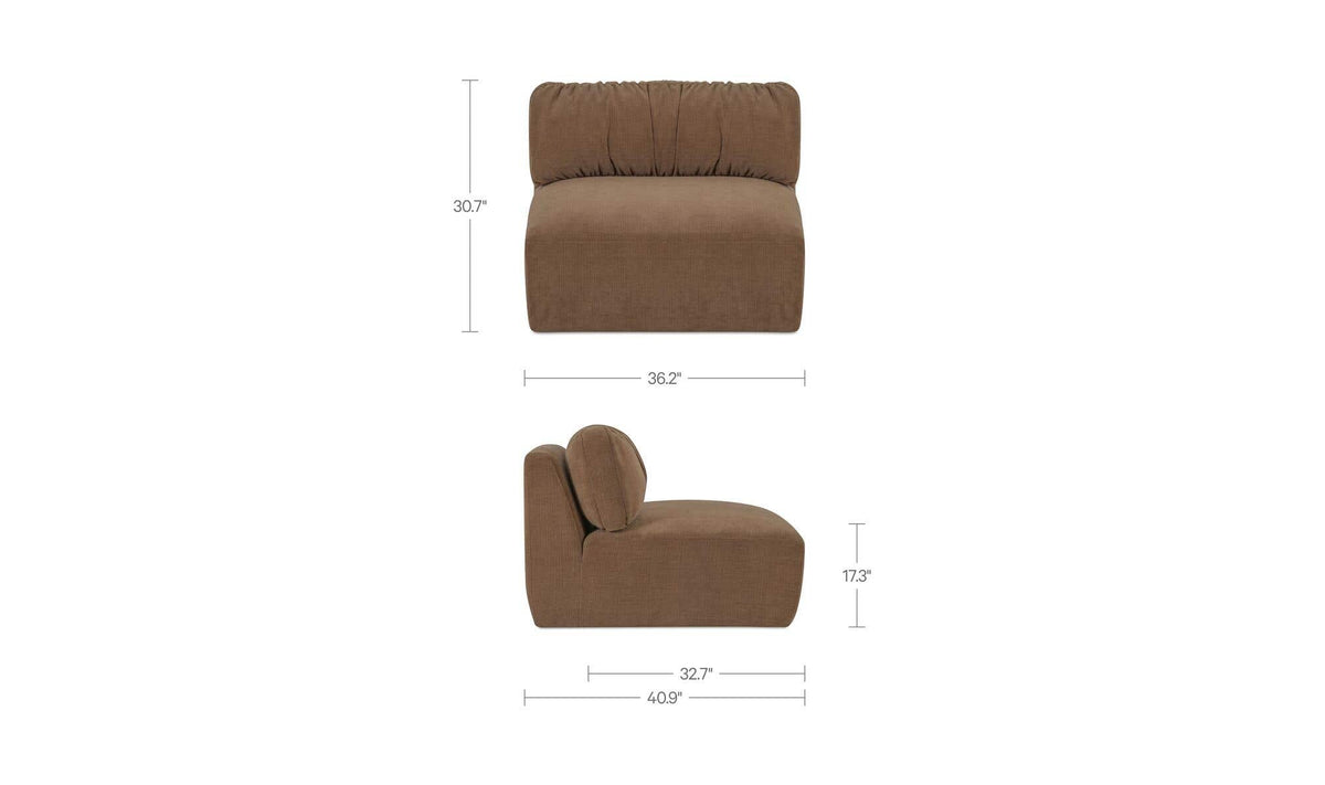 36.2" Taupe Upholstered Slipper Chair