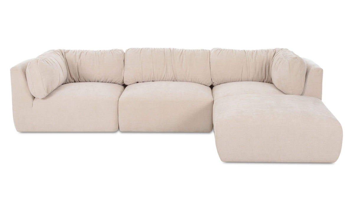 118" Oatmeal Upholstered Lounge Modular Sectional
