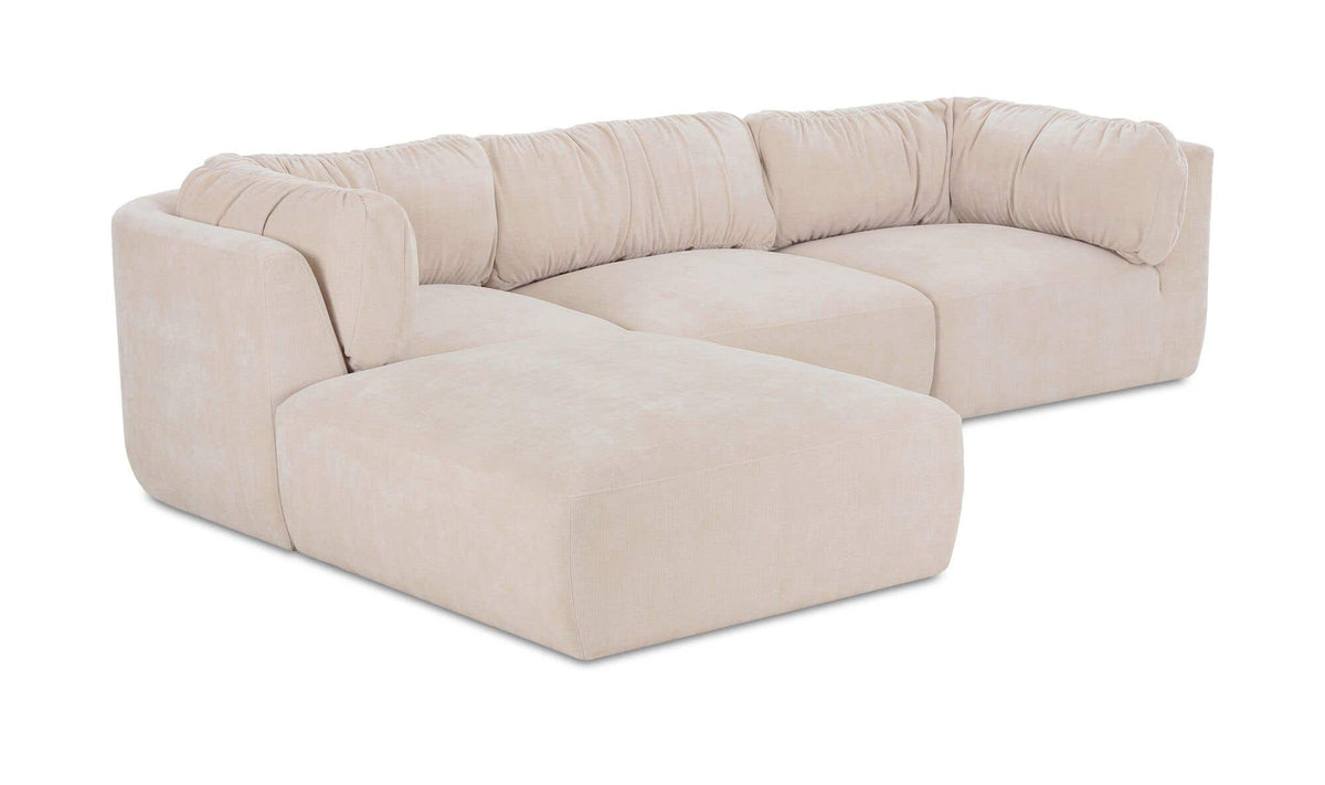 118" Oatmeal Upholstered Lounge Modular Sectional