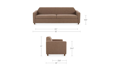 92" Soft Brown Upholstered Sofa