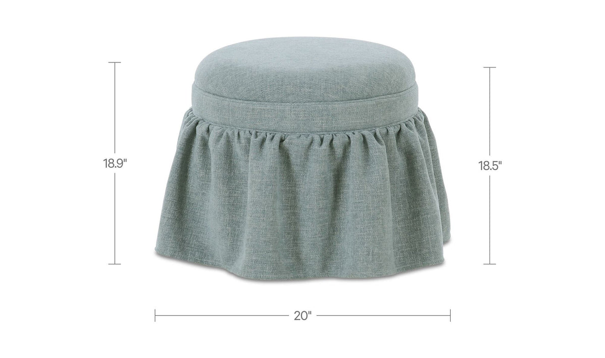 20" Light Blue Upholstered Ottoman