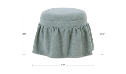 20" Light Blue Upholstered Ottoman