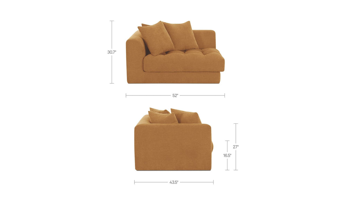 52" Golden Yellow Upholstered Left Arm Facing Chair
