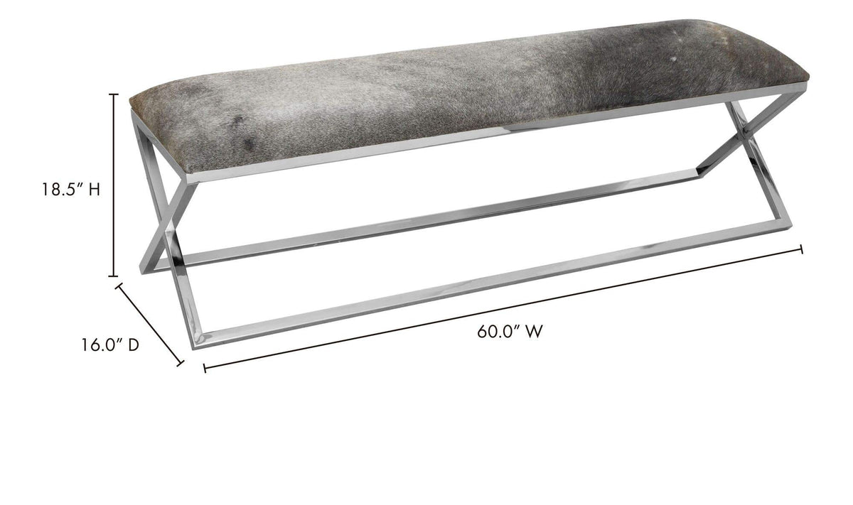 60" Grey Stainless Steel Bench